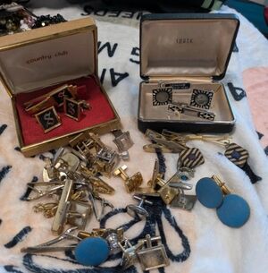 Vintage Men's Cufflinks And Tie Clips Lot